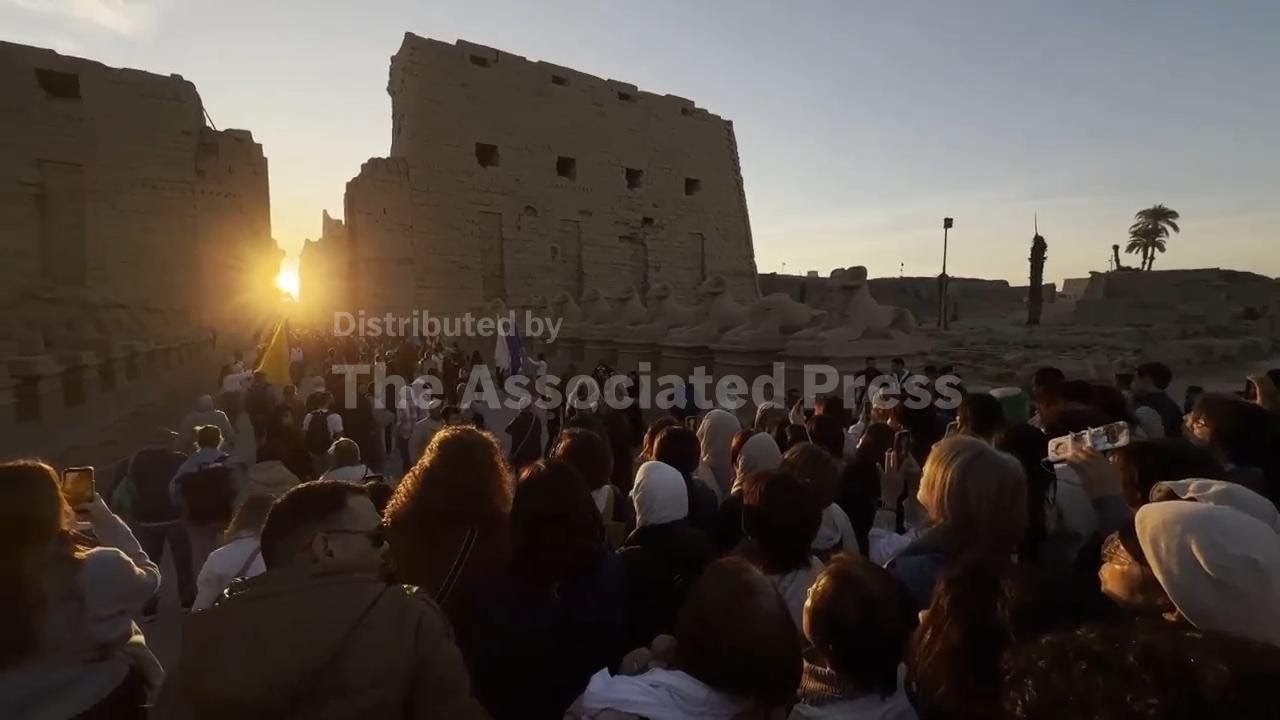 Visitors watch sun align with ancient Luxor temple on Winter Solstice