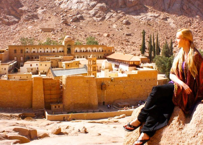 A-wonderful-picture-of-a-tourist-in-front-of-St.-Catherine's-Monastery