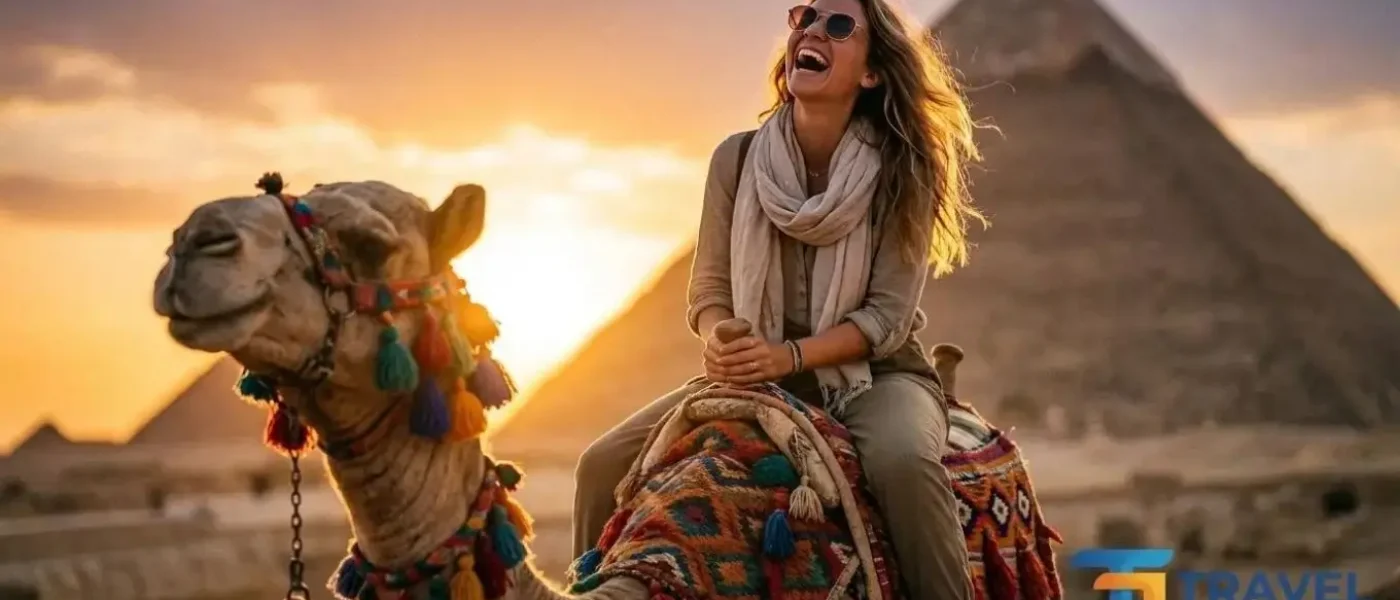 woman-riding-camel-egypt-pyramids-sunset
